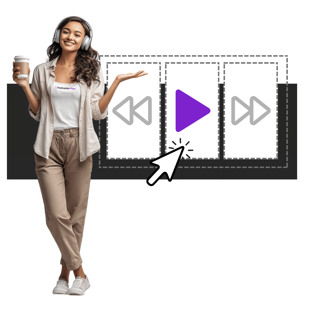 Podcaster Plus Blocks is the easiest way to create a professional podcast website A person standing in front of a drag and drop interface