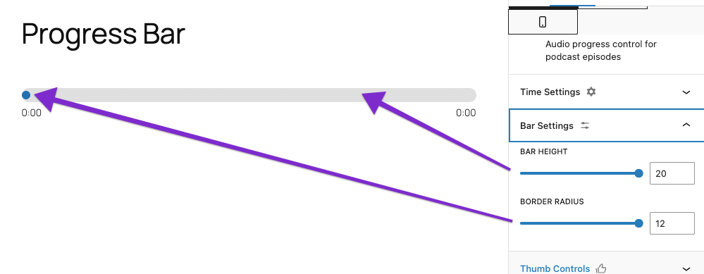 Control the height and radius of the Progress Bar block Control the height and radius of the Progress Bar block