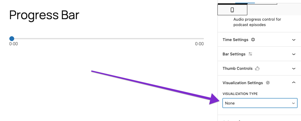 Visualisation settings for the Progress Bar Visualisation settings for the Progress Bar